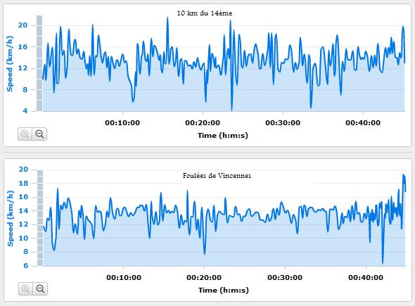 Comparatif 10 km du 14eme foulees de vincennes